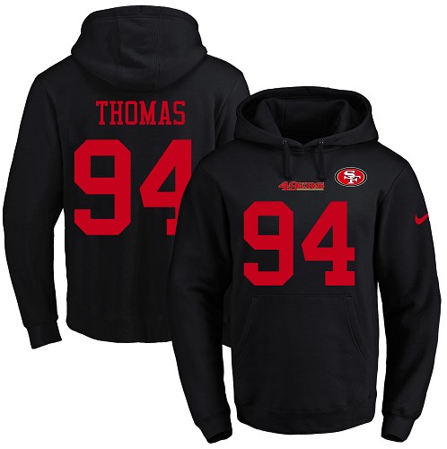 Nike 49ers #94 Solomon Thomas Black Name & Number Pullover NFL Hoodie